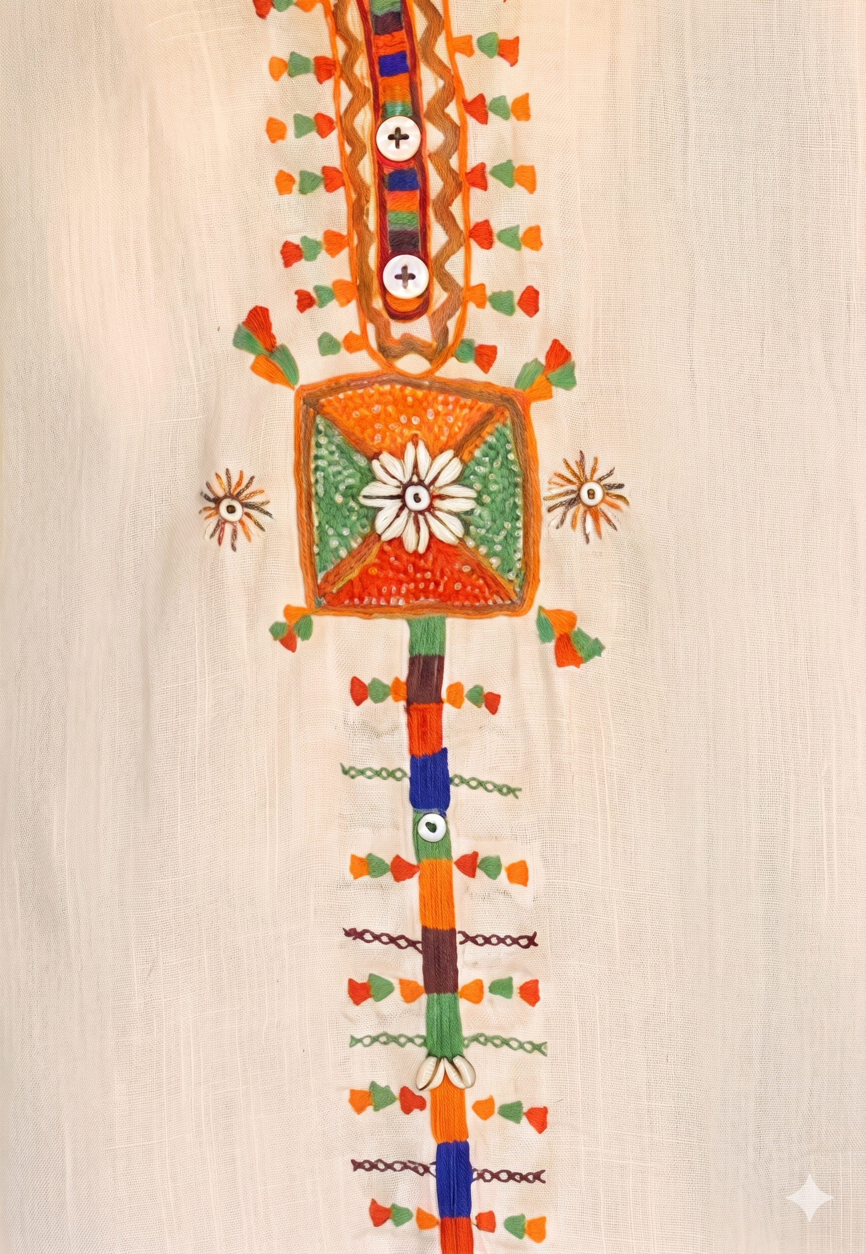 Creamy Siwa-Inspired Embroidered dress