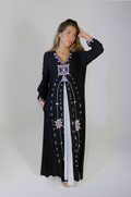 Midnight Black Dress with Box Pleat and Siwa Embroidery