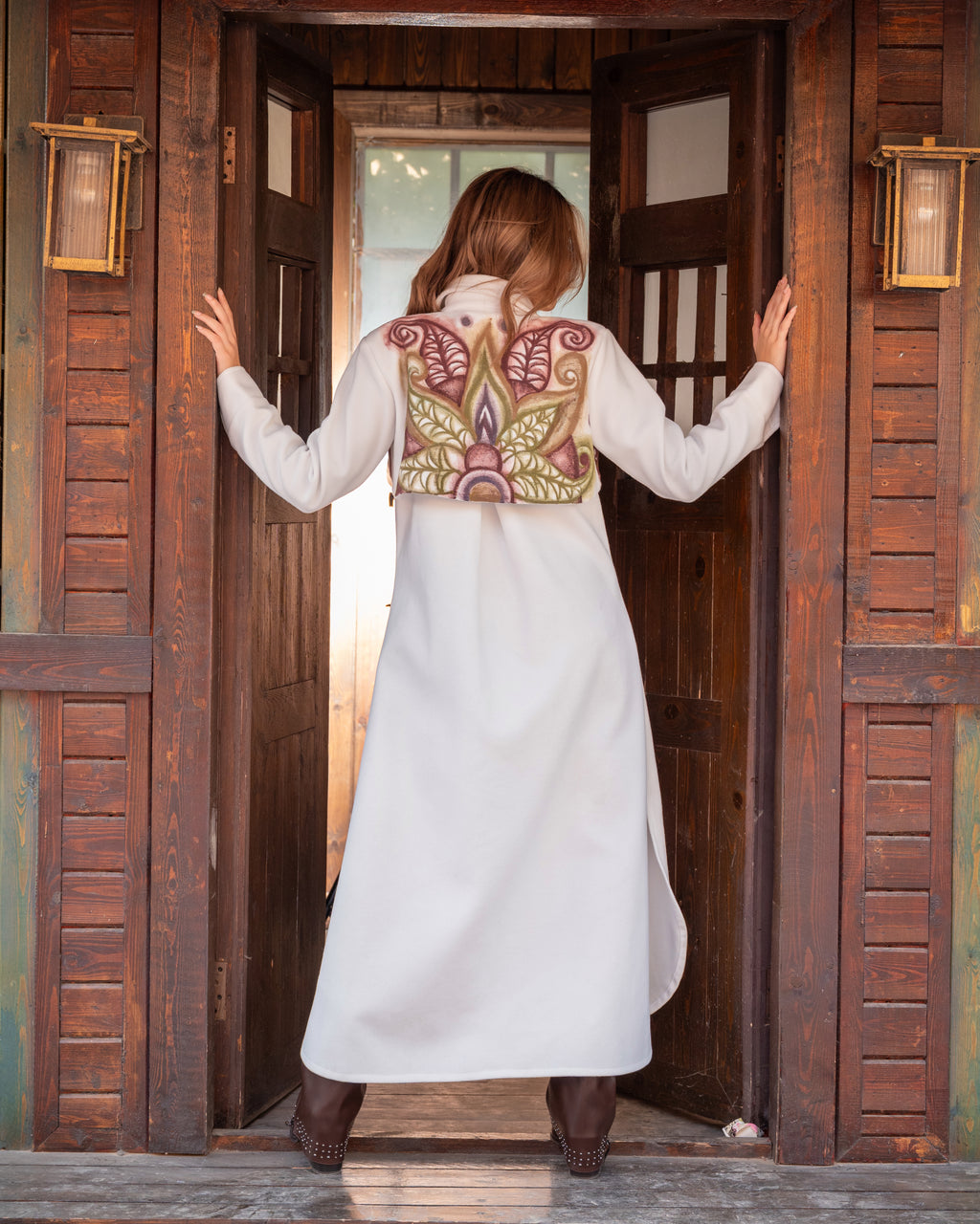 Rustic Zen Layered Wool Coat Hand-Painted Art