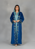 Azure Heritage Hooded Velvet Kaftan