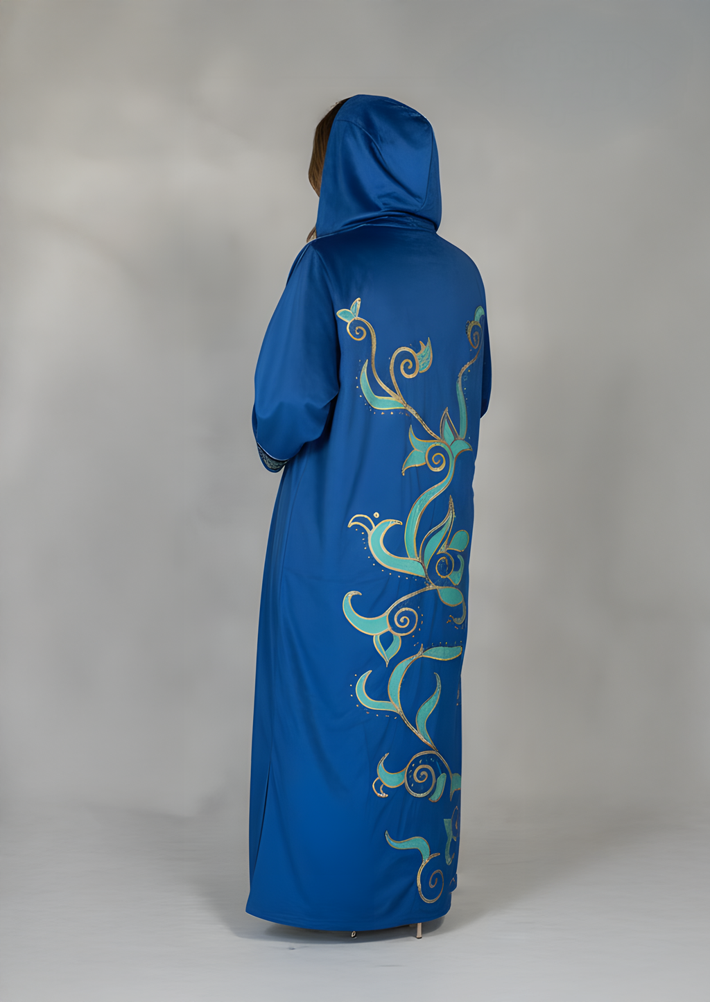 Azure Heritage Hooded Velvet Kaftan