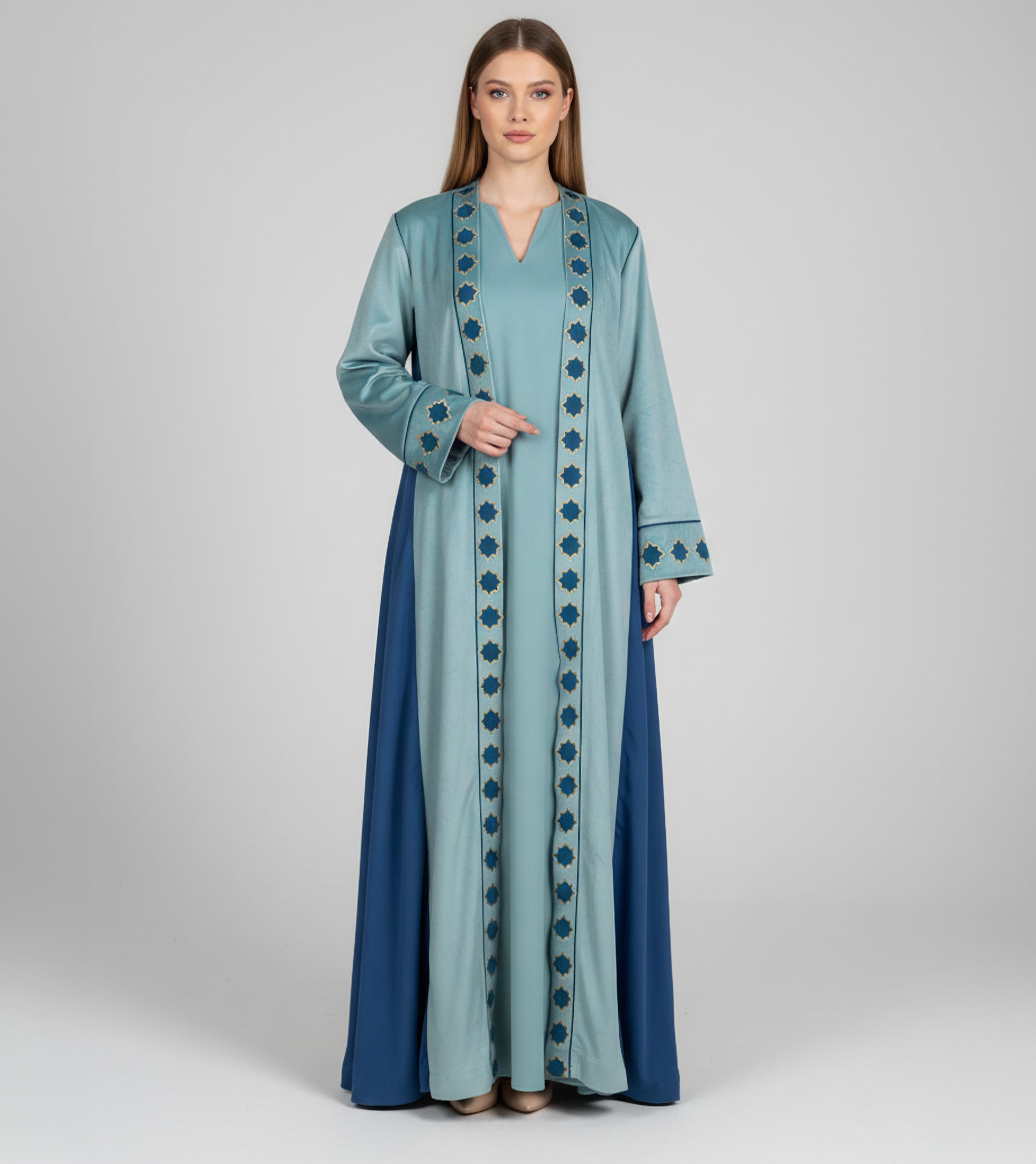 Emerald Horizon Panelled Kaftan