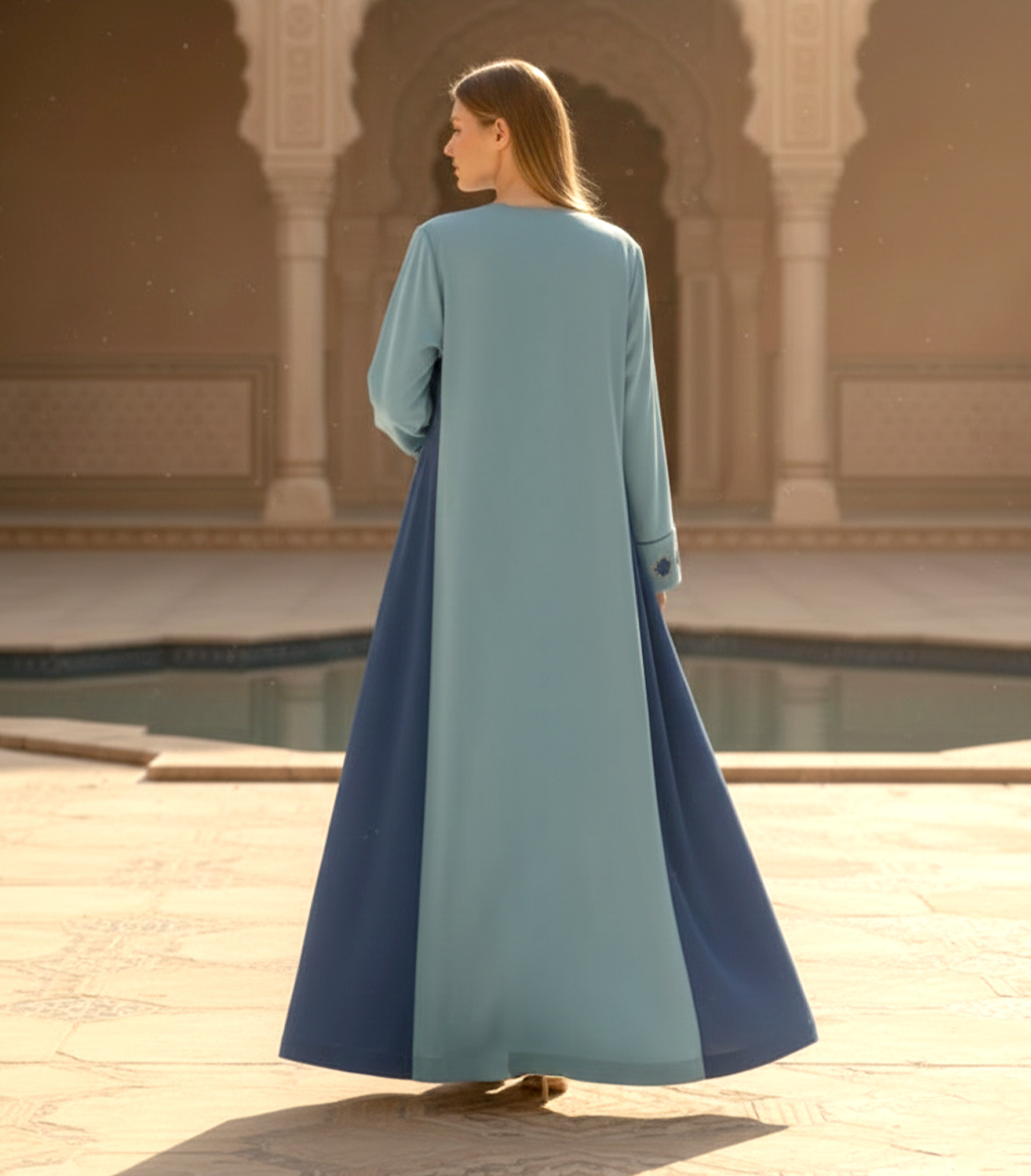 Emerald Horizon Panelled Kaftan