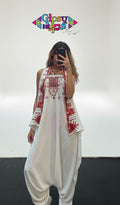 White Jumpsuit with multicolored embroidery