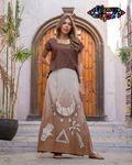 Earthy Pallete 2 Layered Maxi with Hand-Painted Folkloric Symbols